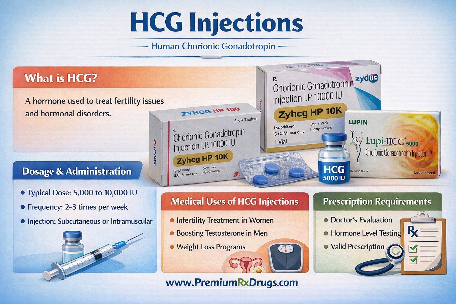 HCG injections medical uses, dosage, and prescription requirements.