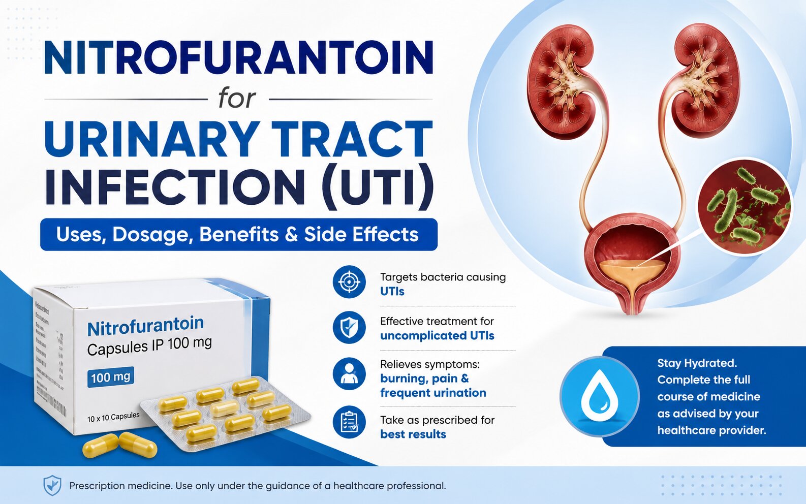 Nitrofurantoin for Urinary Tract Infection Nitrofurantoin 100mg capsules for treating urinary tract infection (UTI)