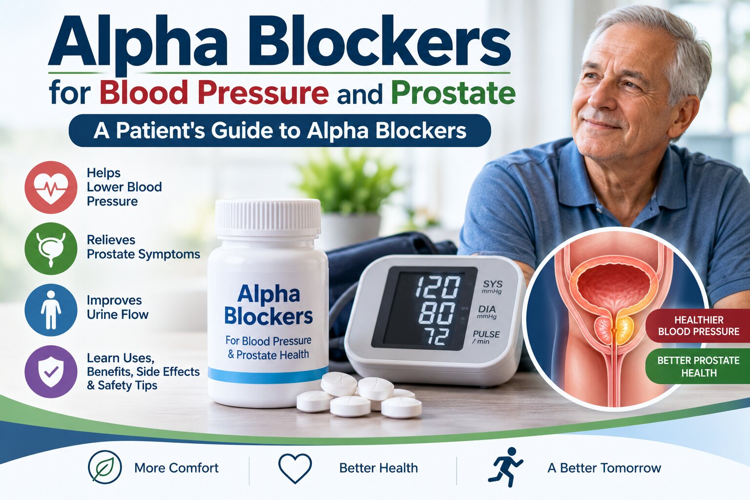Alpha blockers for blood pressure and prostate treatment patient guide