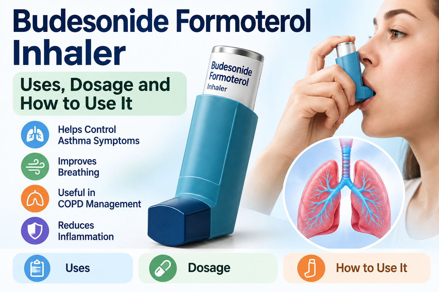Budesonide Formoterol Inhaler – Uses, Dosage and How to Use Budesonide Formoterol Inhaler uses, dosage and how to use for asthma and COPD