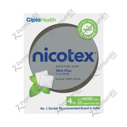 Nicotex Nicotine Sugar Free 4mg Chewing Gums Mint Plus