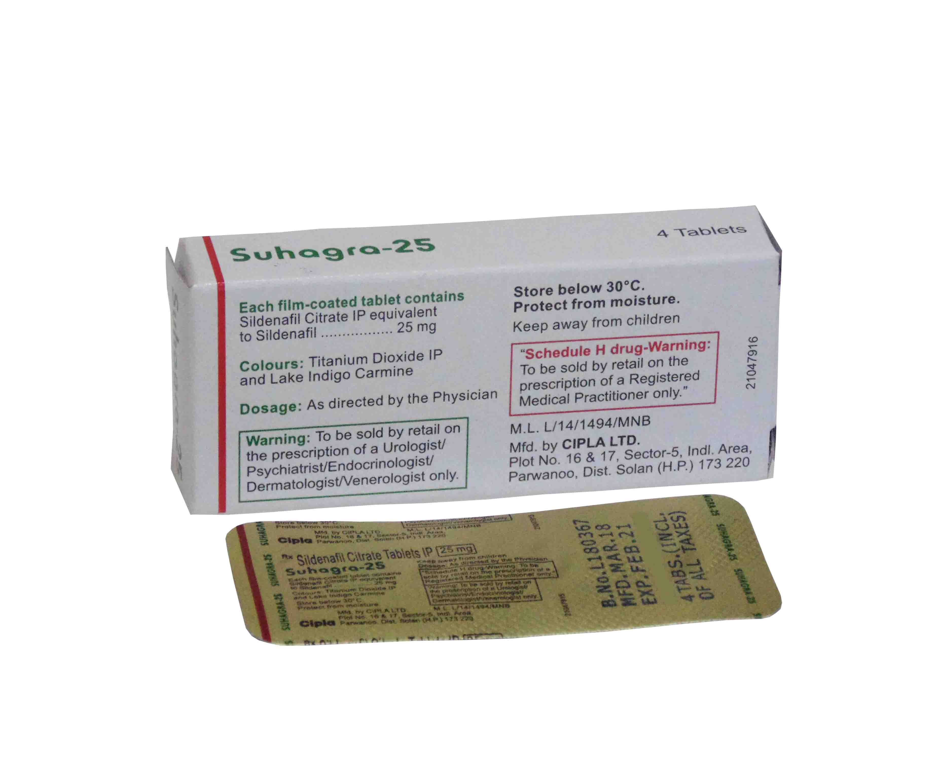 Buy Suhagra 25mg online in UK & Australia – sildenafil citrate tablets