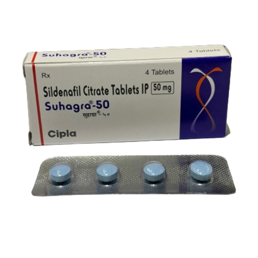 Suhagra 50mg tablet blister pack – effective sildenafil ED treatment in UK & Australia